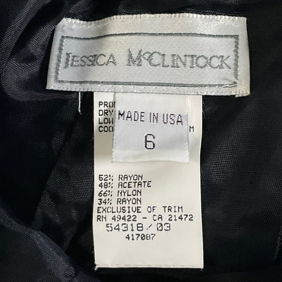 Vintage Jessica McClintock Black Lace Dress Prom Formal Party Sz 6 Whimsigoth - Picture 3 of 16